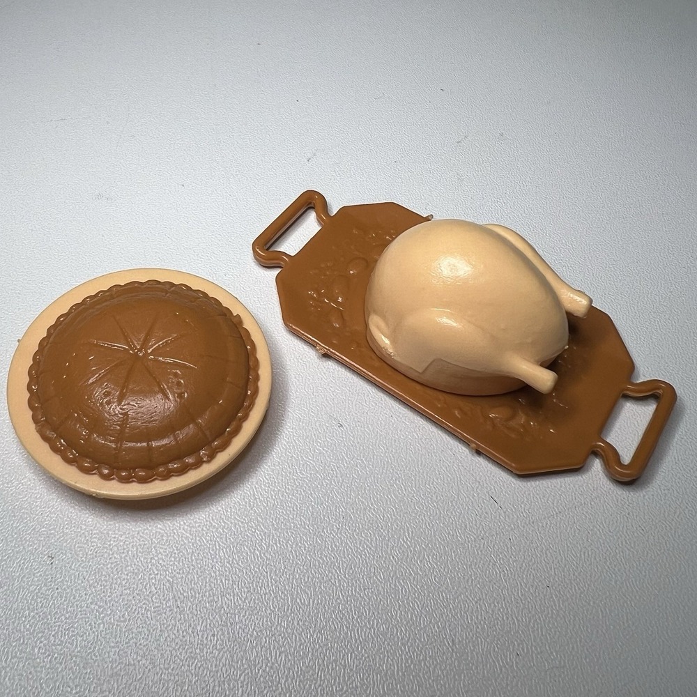 Vintage Barbie Kitchen Accessories Turkey With Platter & Pie